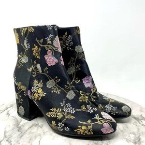 Carlos by Carlos Santana Gatlin dark Floral satin block heel boots dress trendy